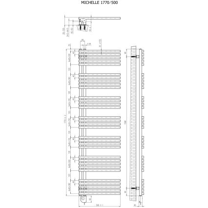 Vertaduro - MICHELLE vannitoa radiaator termostaadiga, 900 W, 177x50 cm, taupe