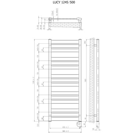 Vertaduro - Vannitoa radiaator termostaadiga LUCY 600W 125x50 cm must