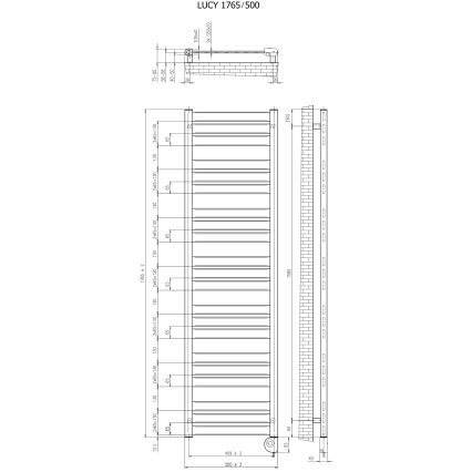 Vertaduro - vannitoa radiaator termostaadiga LUCY 800W 177x50 cm must