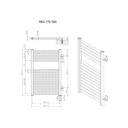 Vertaduro - Vannitoa radiaator termostaadiga MEG 400W 78x50 cm antratsiit