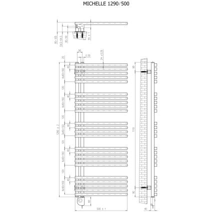 Vertaduro - Vannitoa radiaator termostaadiga MICHELLE 600W 129x50 cm taupe