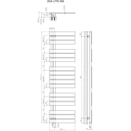 Vertaduro - Vannitoa radiaator termostaadiga ZIVA 800W 177x50 cm antratsiit