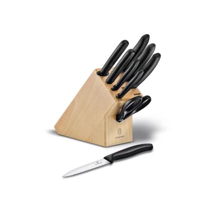 Victorinox - 10-osaline SWISS CLASSIC kööginugade komplekt koos plokiga pöök/beež