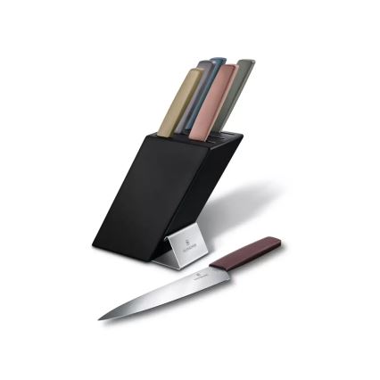 Victorinox -kööginugade komplekt alusega SWISS MODERN 7-osaline pöögist/mitmevärviline