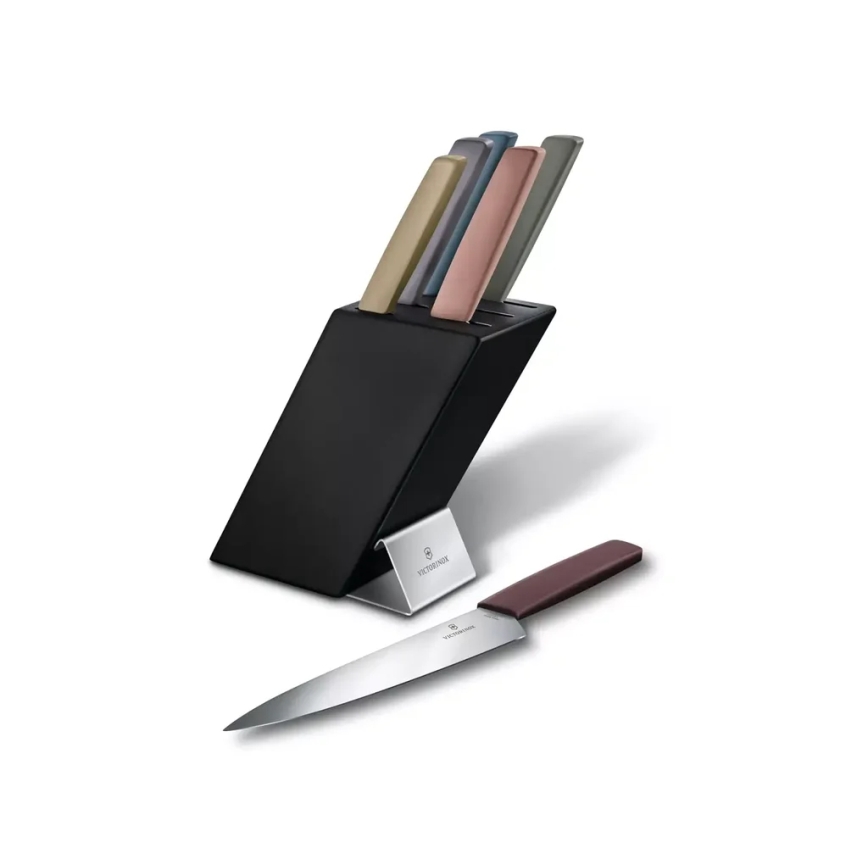 Victorinox -kööginugade komplekt alusega SWISS MODERN 7-osaline pöögist/mitmevärviline
