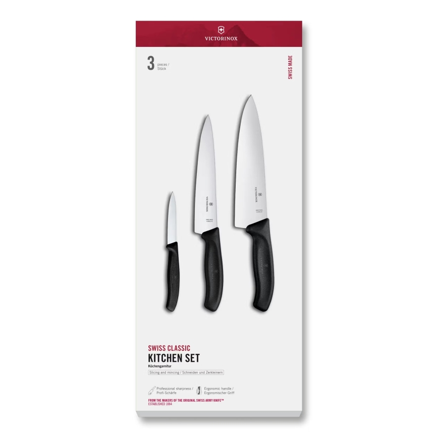 Victorinox - SWISS CLASSIC 3-osaline kööginugade komplekt, must