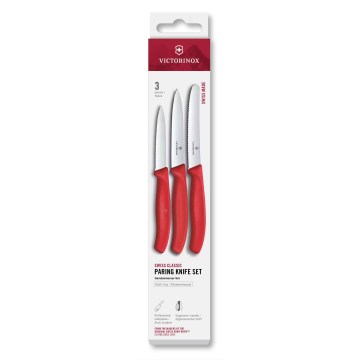 Victorinox - SWISS CLASSIC 3-osaline köögiviljanugade komplekt, punane