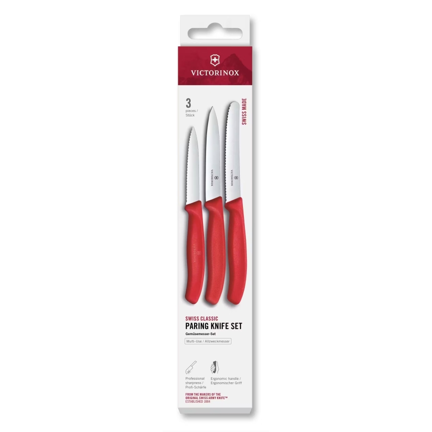 Victorinox - SWISS CLASSIC 3-osaline köögiviljanugade komplekt, punane