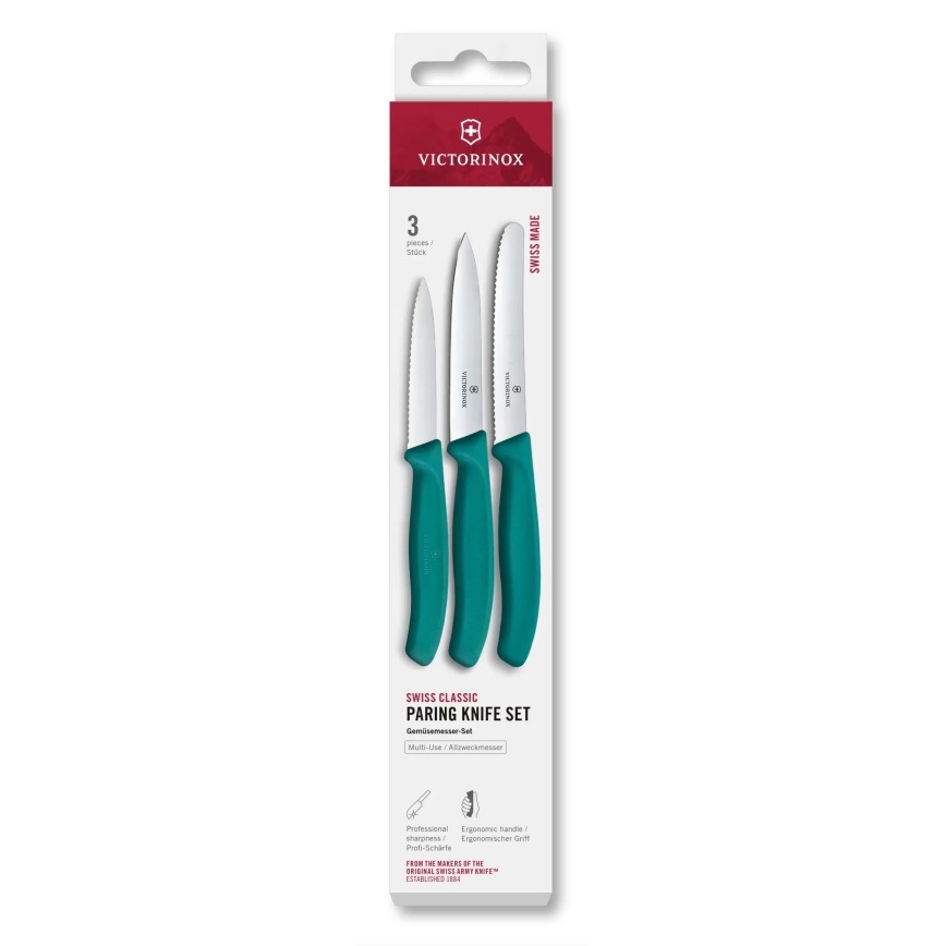 Victorinox - SWISS CLASSIC 3-osaline köögiviljanugade komplekt, türkiissinine