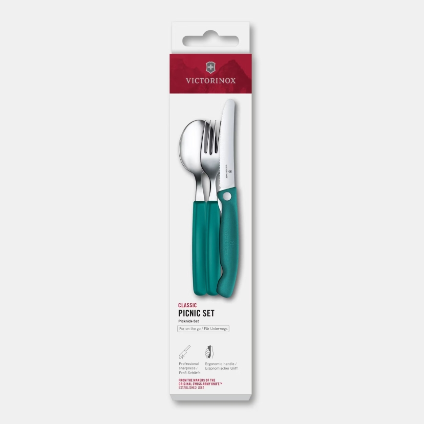 Victorinox - SWISS CLASSIC 3-osaline türkiissinine piknikusöögiriistade komplekt