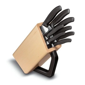 Victorinox - SWISS CLASSIC 9-osaline kööginugade komplekt noaplokiga pöögipuit/beež