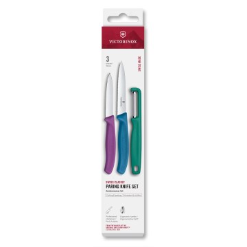 Victorinox - SWISS CLASSIC kööginugade komplekt koos koorijaga, 3-osaline, mitmevärviline