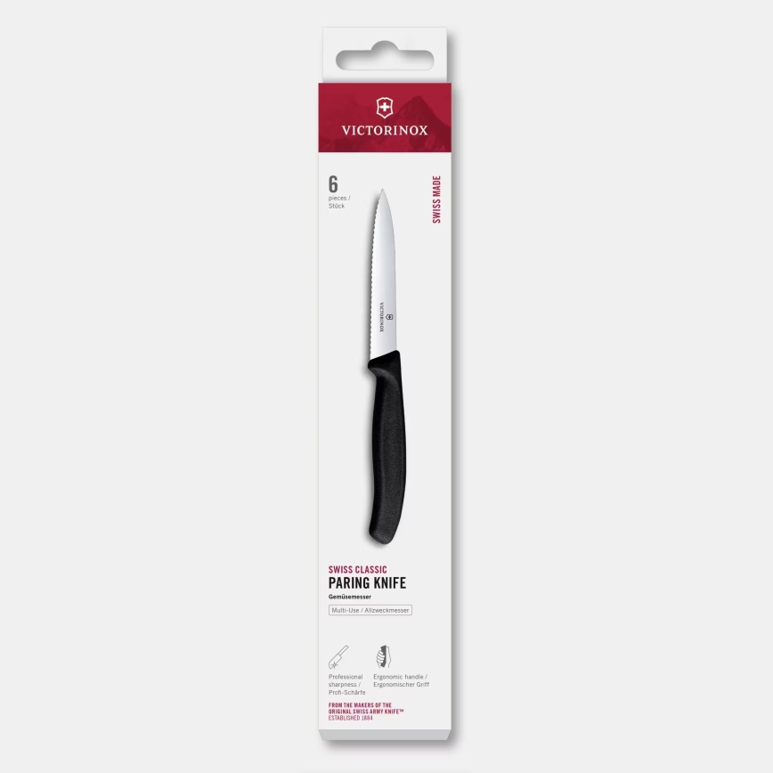 Victorinox - SWISS CLASSIC köögiviljanugade komplekt, 10 cm, 6 tk, must