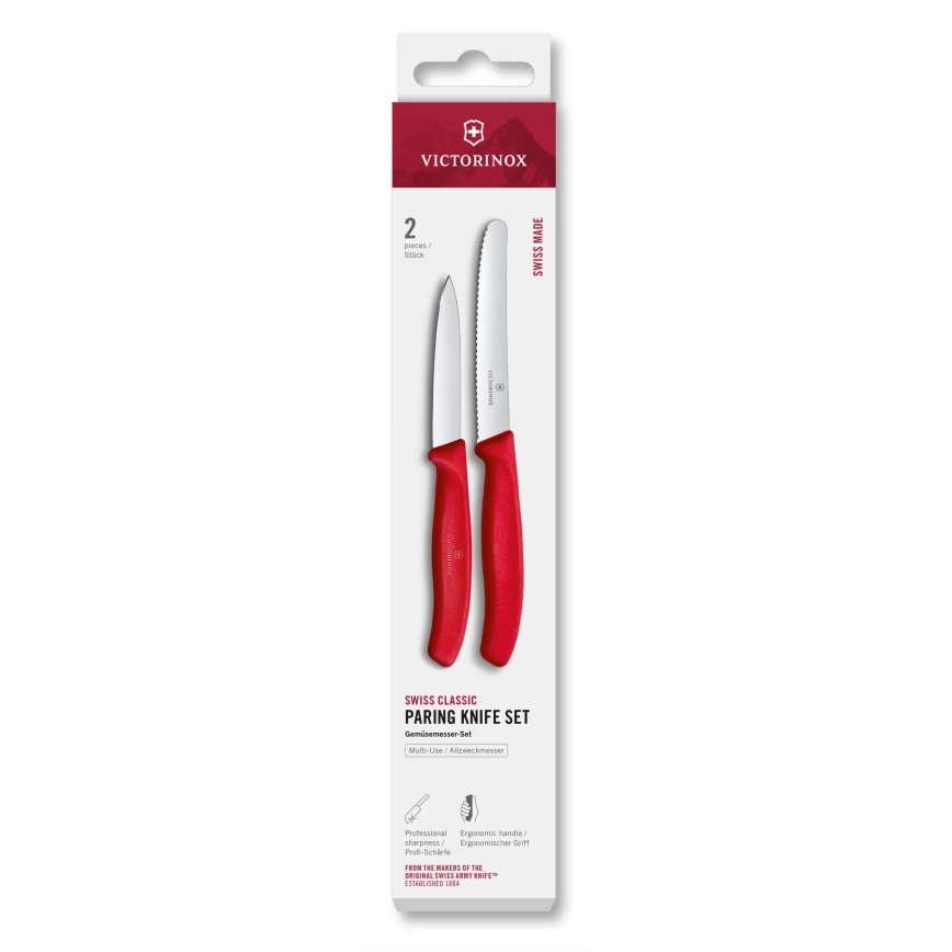 Victorinox - SWISS CLASSIC köögiviljanugade komplekt, 2 tk, punane