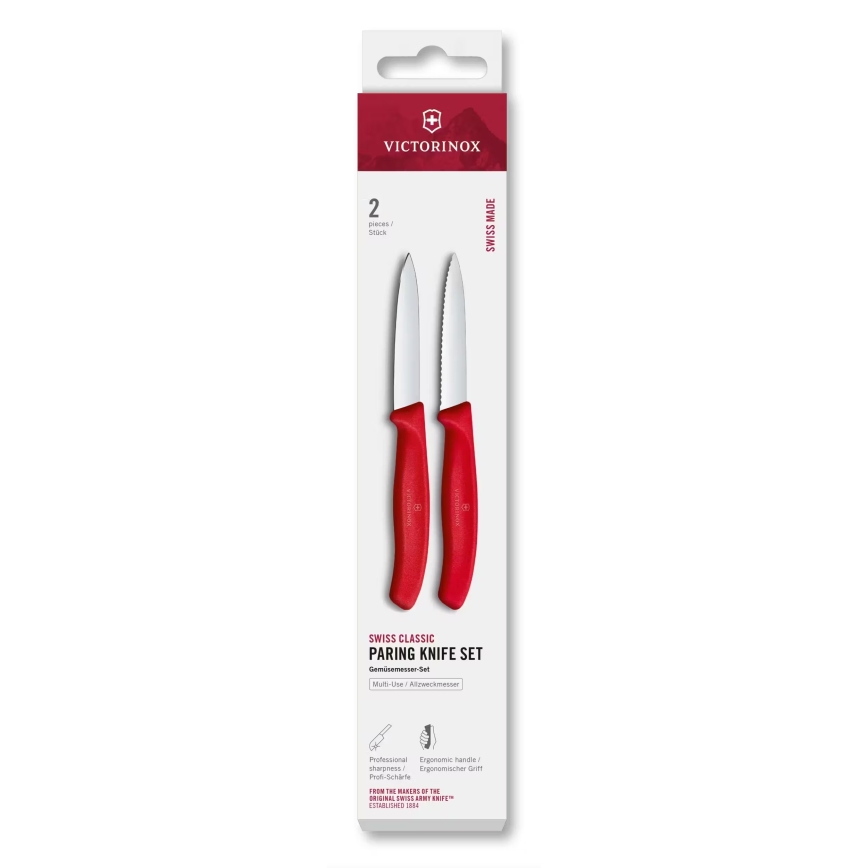 Victorinox - SWISS CLASSIC köögiviljanugade komplekt 8 cm 2 tk punane