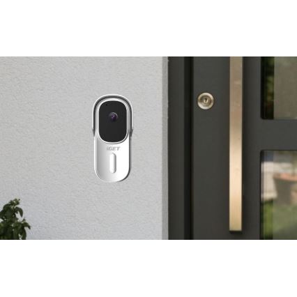 Video-uksekell liikumisanduriga, Full HD 1080p, 5200 mAh, IP65, Wi-Fi, Tuya, valge