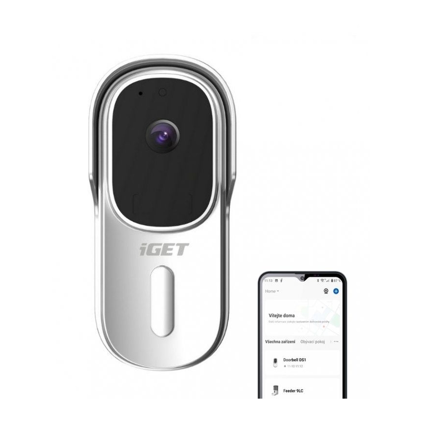Video-uksekell liikumisanduriga, Full HD 1080p, 5200 mAh, IP65, Wi-Fi, Tuya, valge