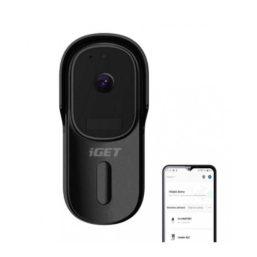 Videoga uksekell liikumisanduriga Full HD 1080p 5200 mAh IP65 Wi-Fi must