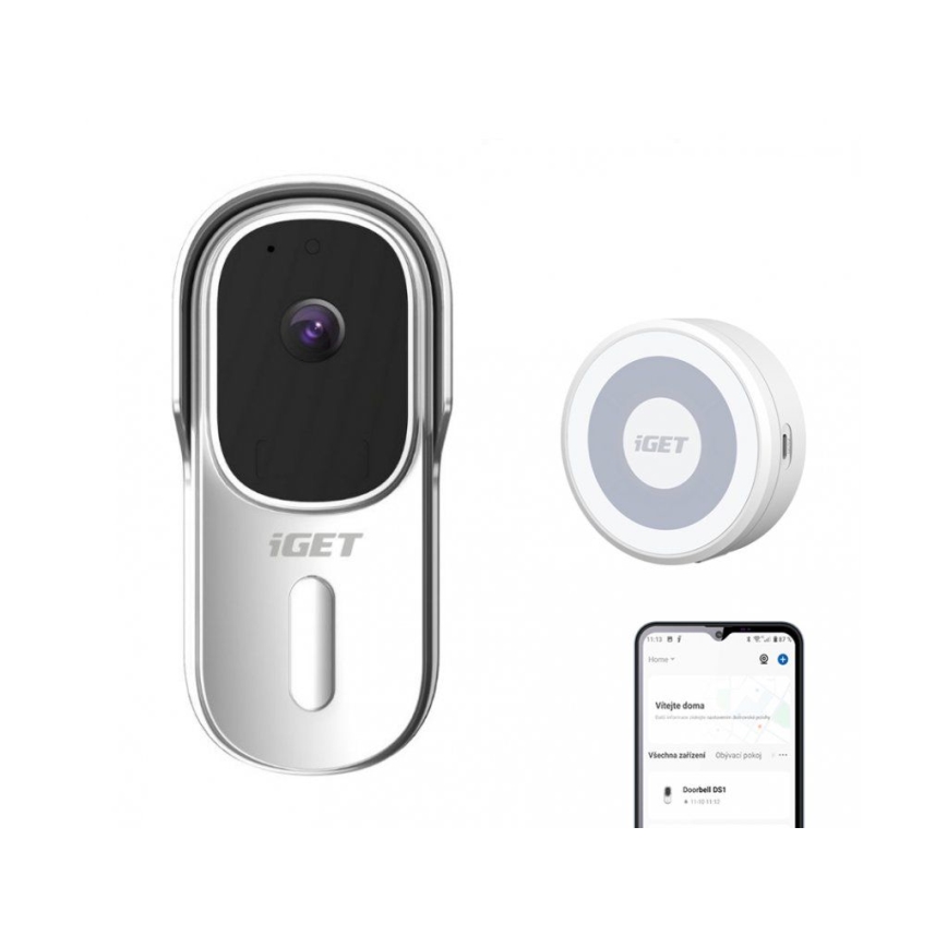 Videoga uksekell liikumisanduriga Full HD 1080p IP65 Wi-Fi valge + kõlar