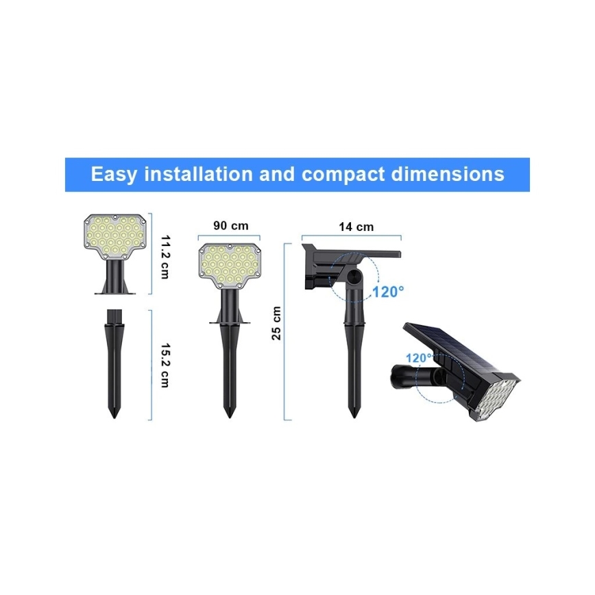 Viking - LED päikeselamp LED/1W/3,7V IP65 6000K 2200 mAh