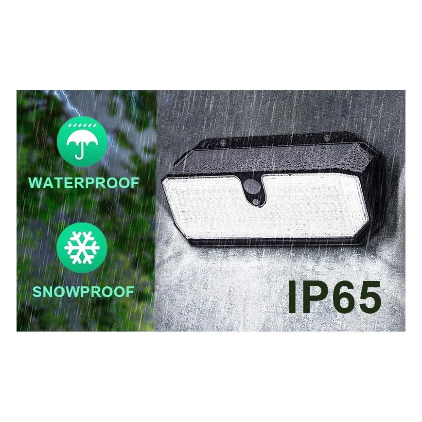 Viking - LED päikesepaneeliga seinavalgusti anduriga LED/2W/3,7V IP65 6000K 2200 mAh
