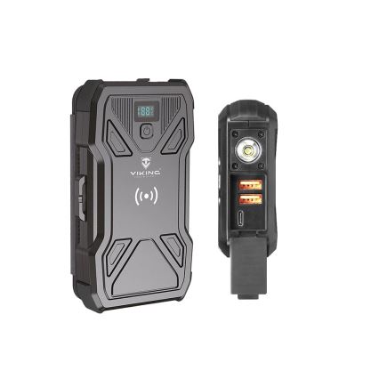 Viking – Powerbank LED-taskulambiga, traadita laadimise ja päikesepaneeliga, Power Delivery 22,5 W / 20 000 mAh