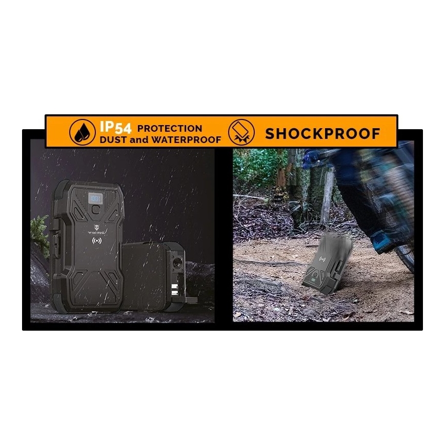 Viking – Powerbank LED-taskulambiga, traadita laadimise ja päikesepaneeliga, Power Delivery 22,5 W / 20 000 mAh