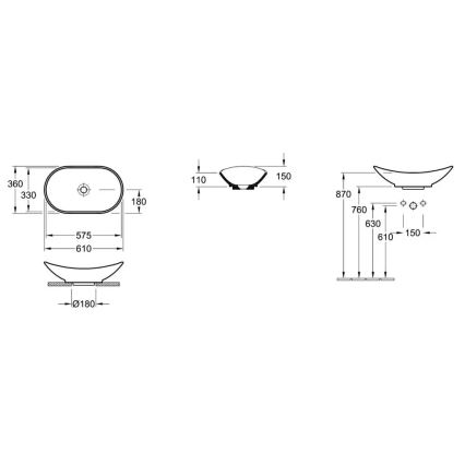 Villeroy & Boch 411060R1 - MY NATURE lauapinnale paigaldatav valamu 61x36 cm keraamika/valge
