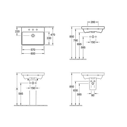 Villeroy & Boch 415860R1 - Seinapealne valamu AVENTO 60x47 cm keraamika/valge