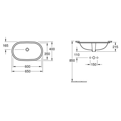 Villeroy & Boch 41626001 - Süvistatav valam O.NOVO 60x35 cm keraamika/valge