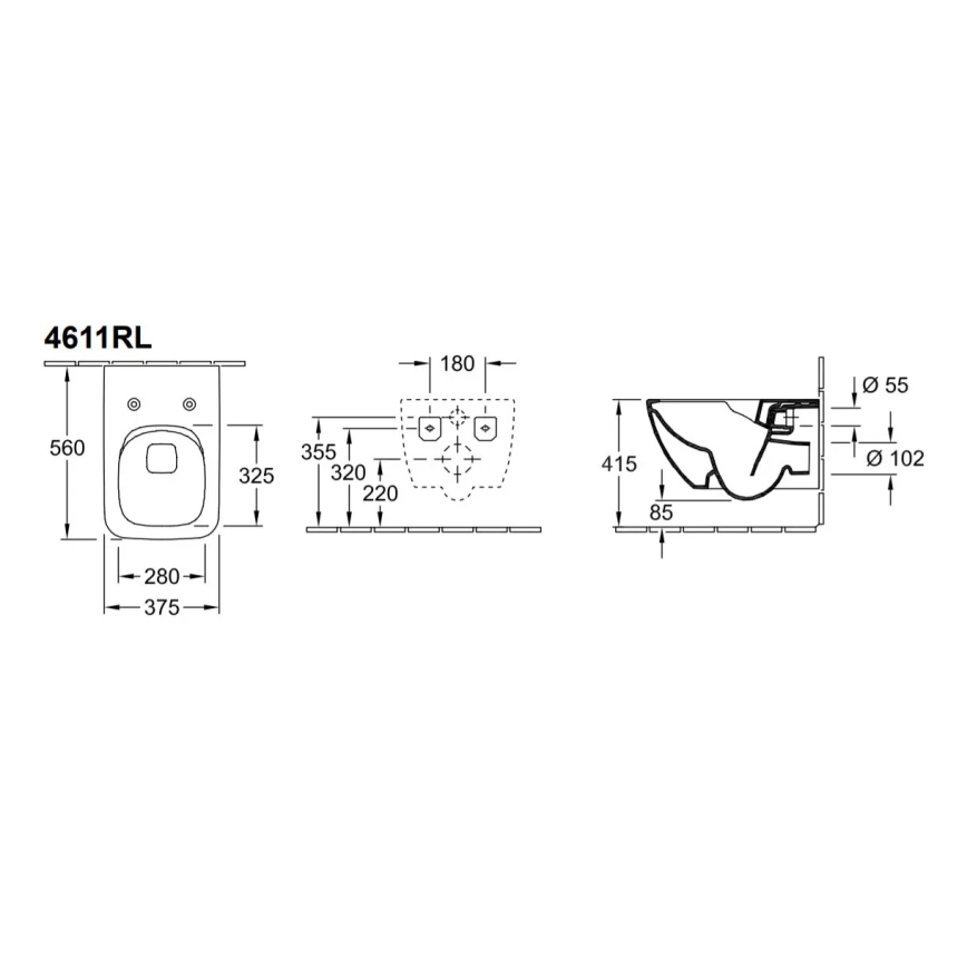 Villeroy & Boch 4611RLR1 - seinale kinnitatav WC VENTICELLO koos SoftClose-istmekaane, keraamika/valge