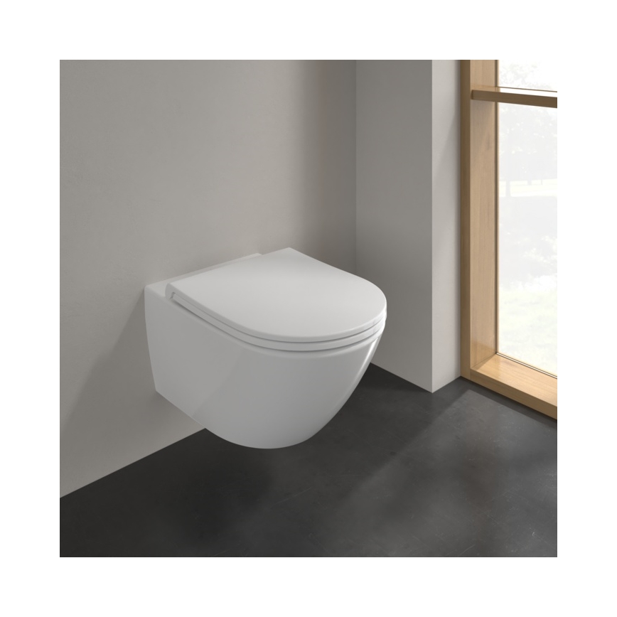 Villeroy & Boch 4670T901 - Seinale kinnitatav WC SoftClose-istmekaanega SUBWAY 3.0 keraamika/valge