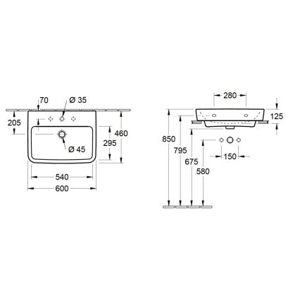Villeroy & Boch 4A416G01 - Seinavalamu O.NOVO 60x46 cm keraamika/valge