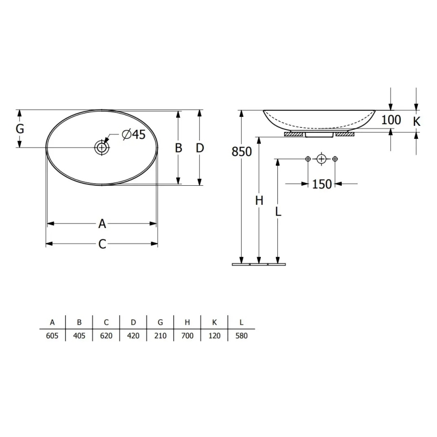 Villeroy & Boch 4A480001 - Lauapealne valamu LOOP&FRIENDS 62x42 cm keraamika/valge