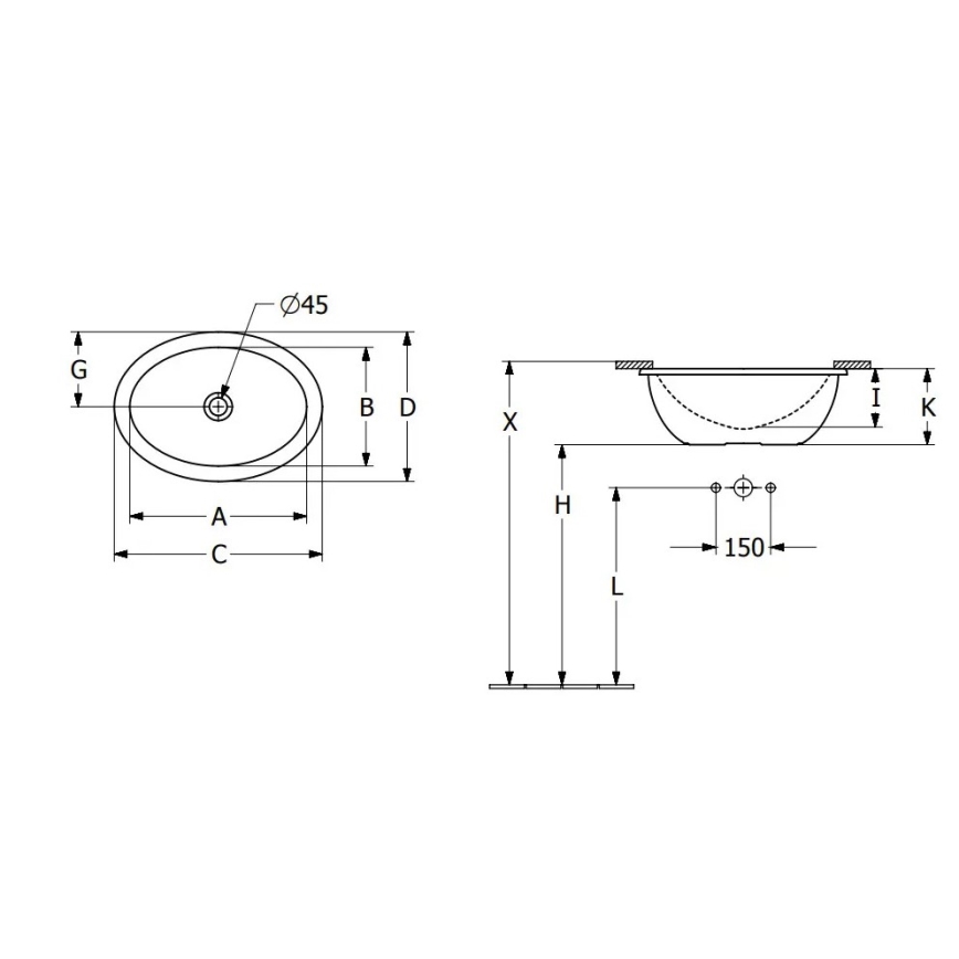 Villeroy & Boch 4A530001 - Sisseehitatav valamu LOOP&FRIENDS 43x29 cm keraamiline/valge