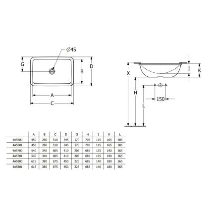 Villeroy & Boch 4A5601R1 - Süvistatav valam LOOP&FRIENDS 45x28 cm keraamika/valge