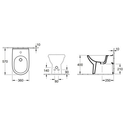 Villeroy & Boch 54610001 - Põrandale paigaldatav bidee O.NOVO 57x36 cm keraamika/valge
