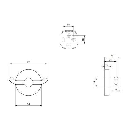 Villeroy & Boch TVA15101200061 - seinale kinnitatav konks ELEMENTS, läikiv kroom