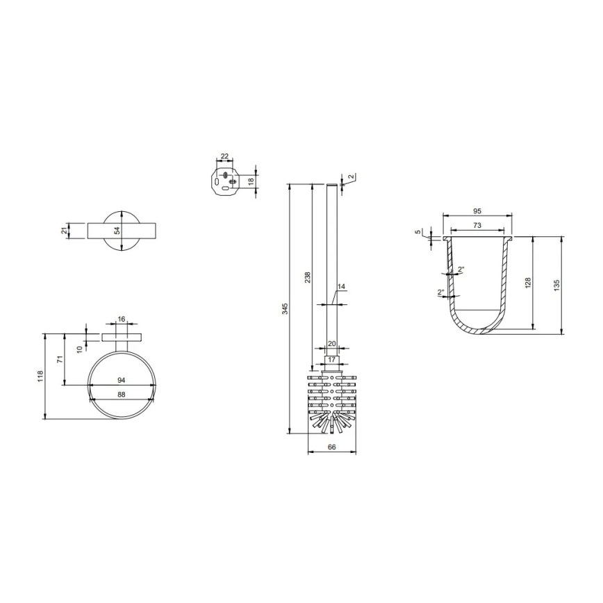 Villeroy & Boch TVA15101600061 - Seinale paigaldatav WC-hari ELEMENTS, klaas/läikiv kroom