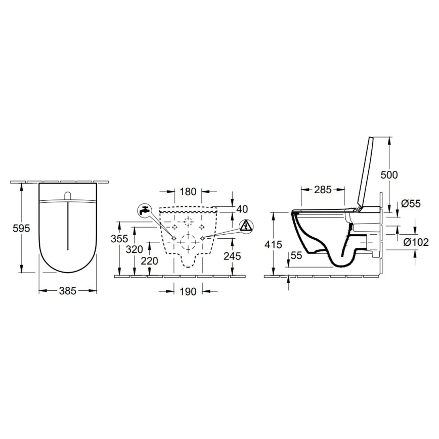 Villeroy & Boch V0E100R1 - Seinapealne bidet SoftClose-istmekaanega VICLEAN keraamika/valge +kaugjuhtimispult