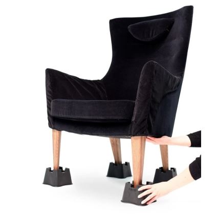 Vitility - 4-osaline voodikõrgendajate komplekt, 7 cm, must