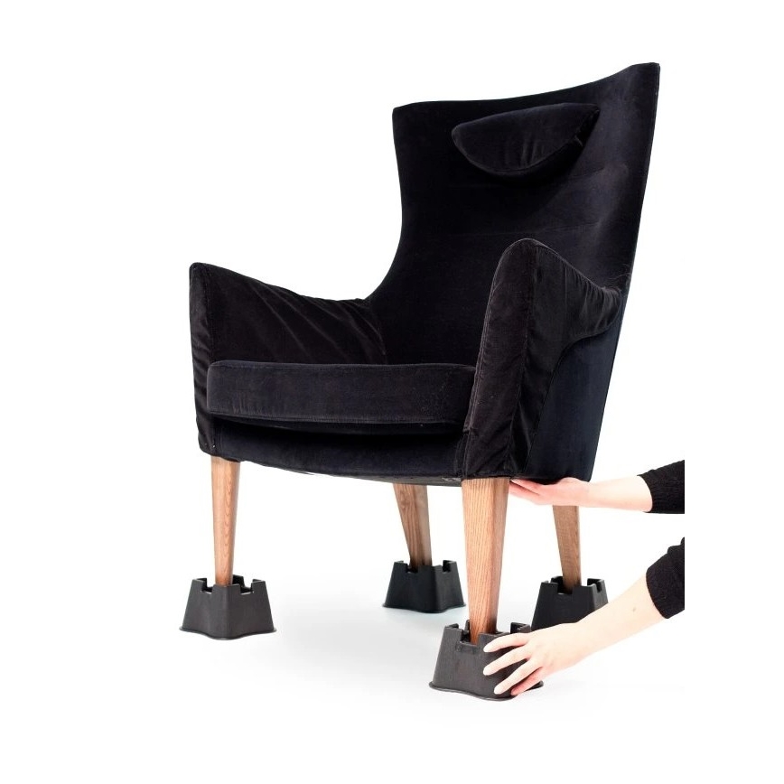 Vitility - 4-osaline voodikõrgendajate komplekt, 7 cm, must