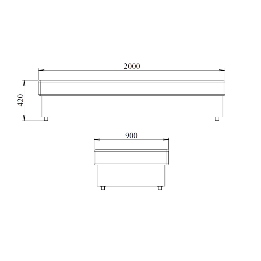 Voodi NOE 90x200 vedrumadratsi ja panipaigaga, hall/must