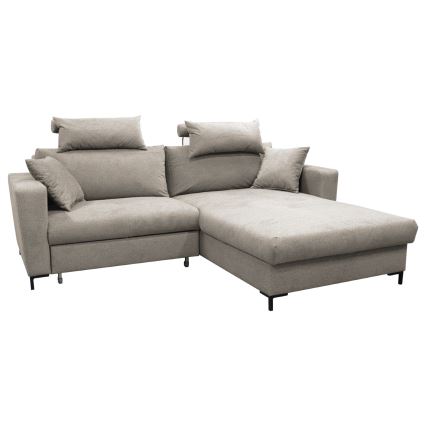 Voodiks muudetav L-kujuline nurgadiivan HORTA, parempoolne, hall, hoiukastiga