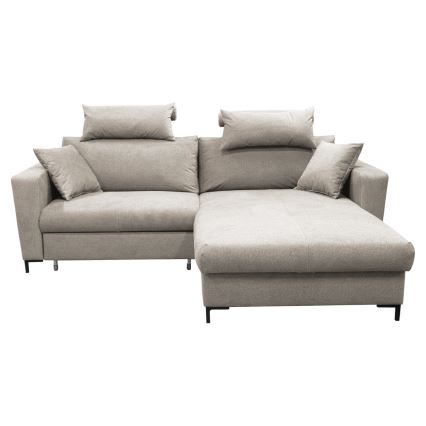 Voodiks muudetav L-kujuline nurgadiivan HORTA, parempoolne, hall, hoiukastiga