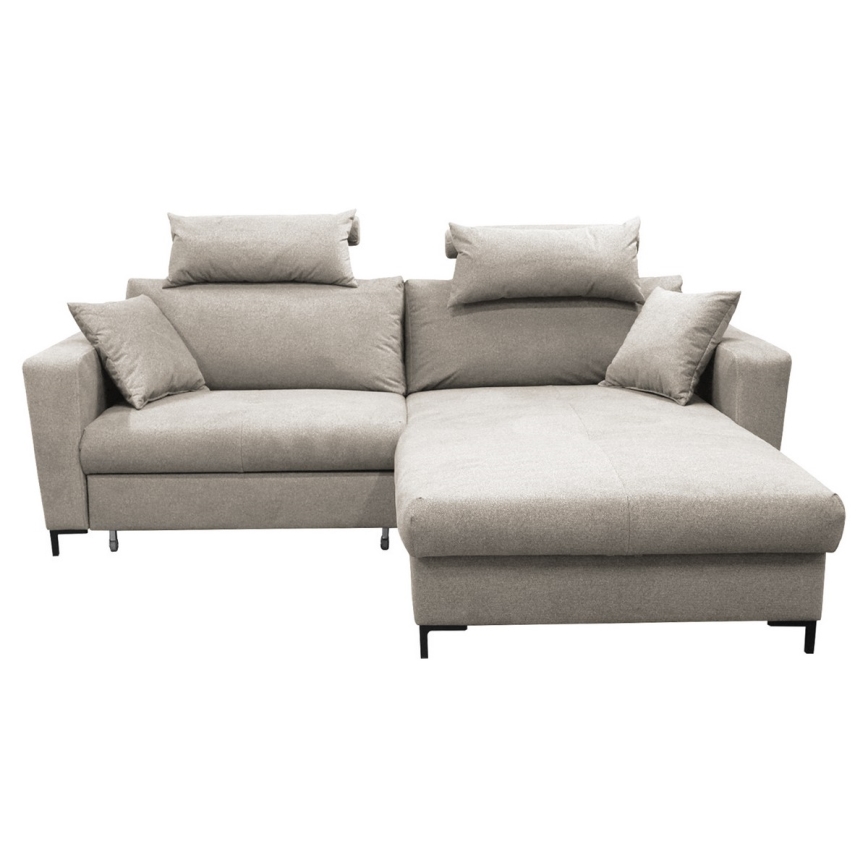 Voodiks muudetav L-kujuline nurgadiivan HORTA, parempoolne, hall, hoiukastiga