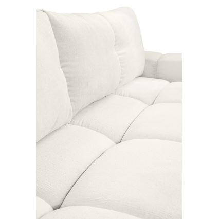 Voodiks muudetav polsterdatud kolmekohaline diivan hoiuruumiga ALMADA beež