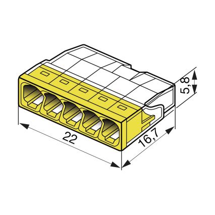 WAGO 2273-205 - Harukarbi klemmid COMPACT 5x2,5 450V kollane