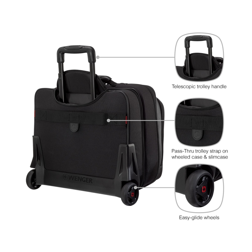 Wenger - Reisikohver ratastel 23 l 17" + sülearvuti kott 15,4" Potomac must