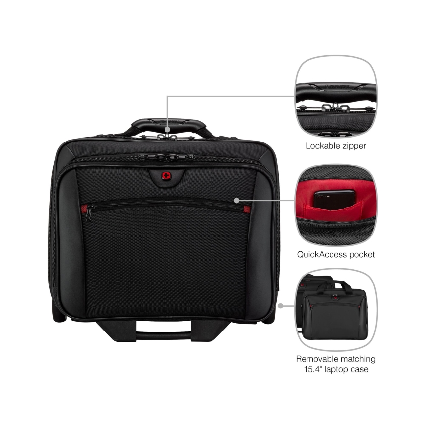 Wenger - Reisikohver ratastel 23 l 17" + sülearvuti kott 15,4" Potomac must